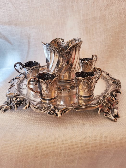 Preview of the first image of Christofle - Gallia - tray with bottle holder and cup holder (6).