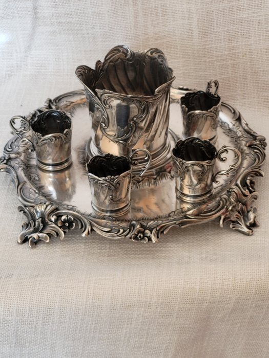 Image 3 of Christofle - Gallia - tray with bottle holder and cup holder (6)