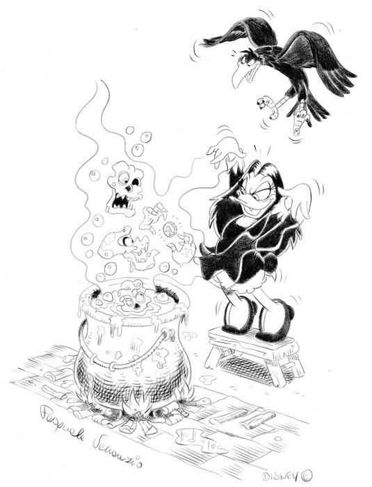 Preview of the first image of Magica de Spell - "I summon you to get me Scrooge's number 1 Coin" - Signed Artwork by Pasquale Ven.