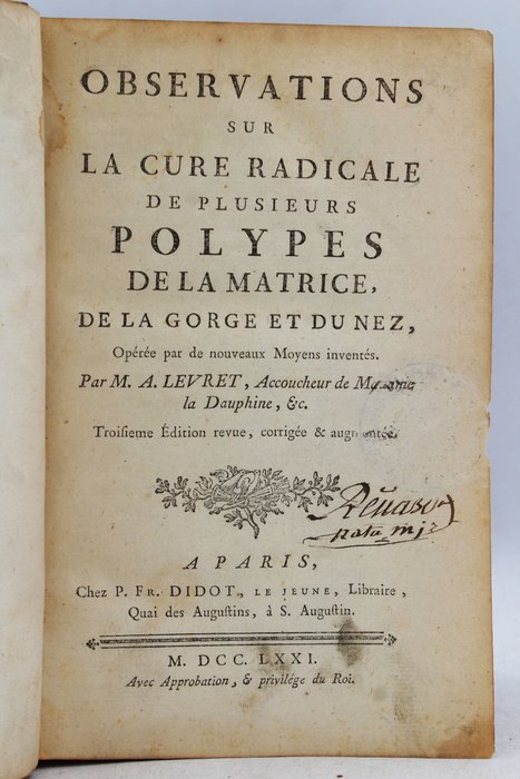 Image 3 of A. Levret - Observations sur la Cure Radicale de plusieurs Polypes de la Matrice, de la Gorge et du