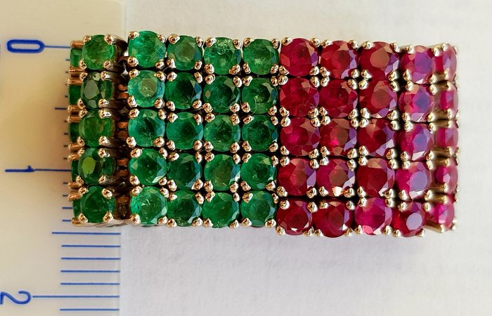 18K包金 白金 - 戒指 - 16.50 ct 红宝石 - Emeralds