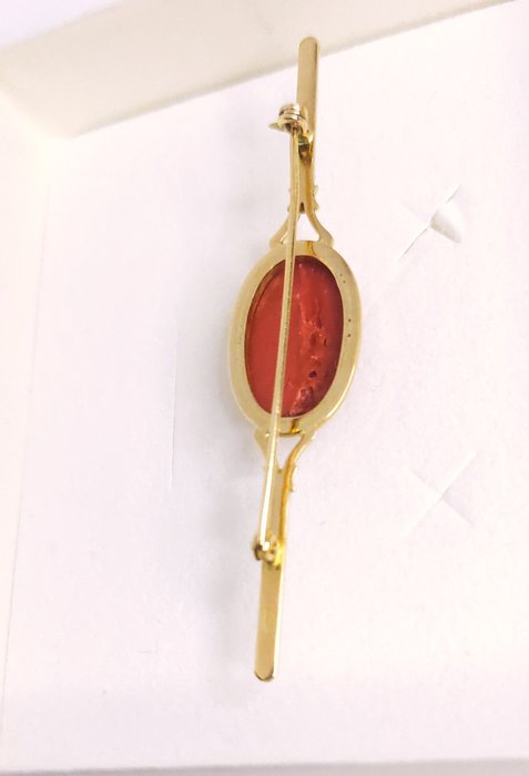 Image 2 of 18 kt. Yellow gold - Brooch Coral