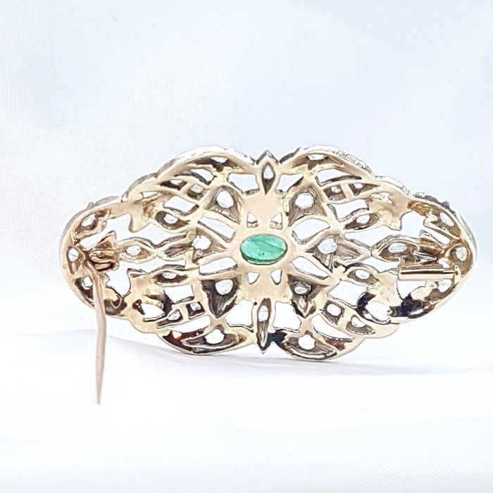 Image 3 of oro 12 kt, argento 925, oro zecchino 24 kt. - Mixed Silver, Yellow gold - Brooch - 0.00 ct Emerald