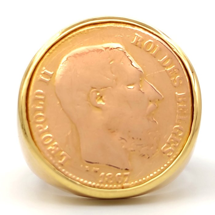 Preview of the first image of 18 kt. Yellow gold - Ring - 20 Belgian francs.