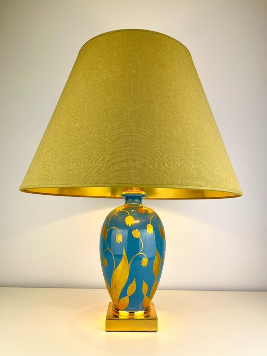 Giulia Mangani - Tafellamp, Azuurblauw met Gouden Tulpen