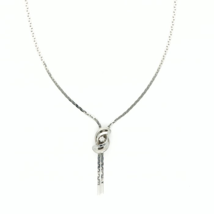 Preview of the first image of 14 kt. Gold, White gold - Necklace - 0.01 ct Diamond.