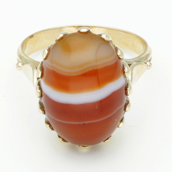 Image 2 of 14 kt. Gold - Ring - 11.18 ct. Agate