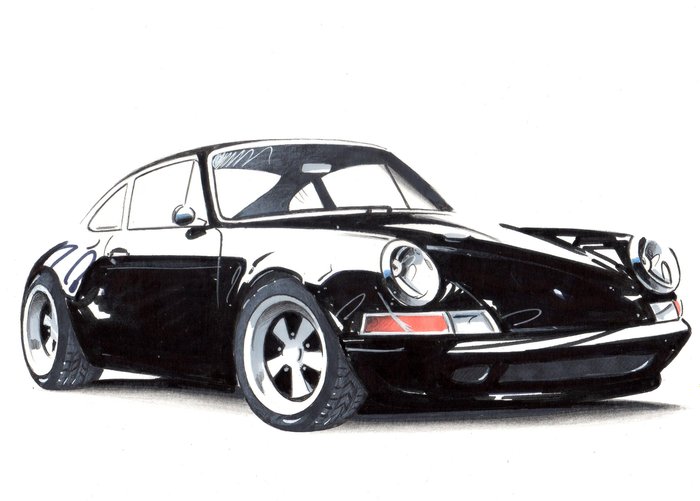 Image 2 of Picture/artwork - Porsche 911 Singer - Dessin original - Baes gerald - Certificat d'authenticité -