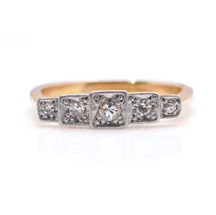 Image 2 of Henry Griffith & Sons Art Deco - 950 Platinum, Yellow gold - Ring - 0.43 ct Diamond