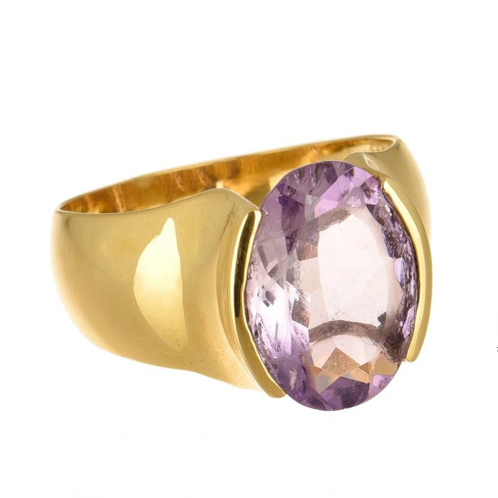 Preview of the first image of 18 kt. Gold - Ring - 4.80 ct Amethyst.