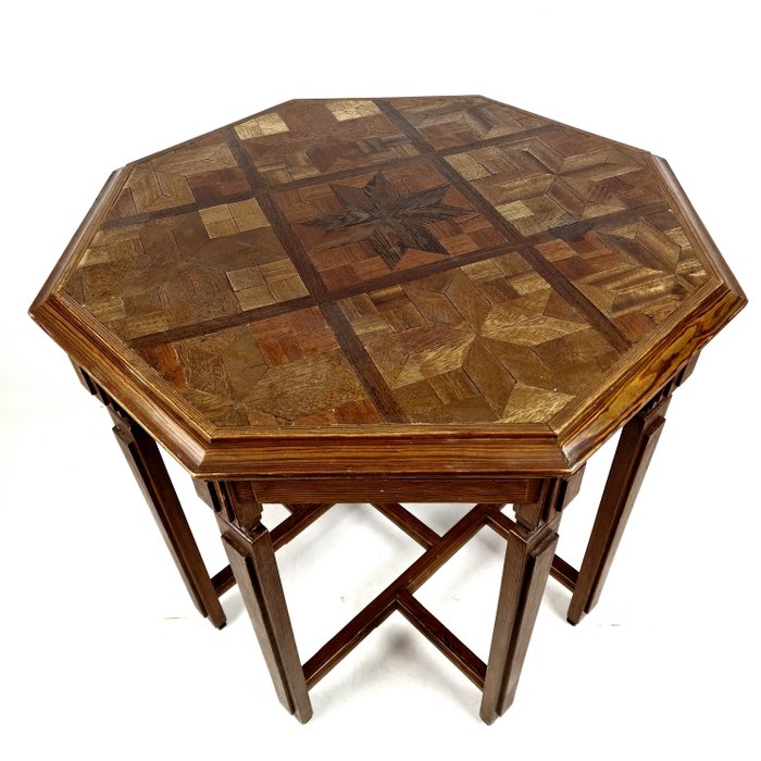 Preview of the first image of Elegant wooden side table with marquetry Approx. 1860 - Wood - 19th century.