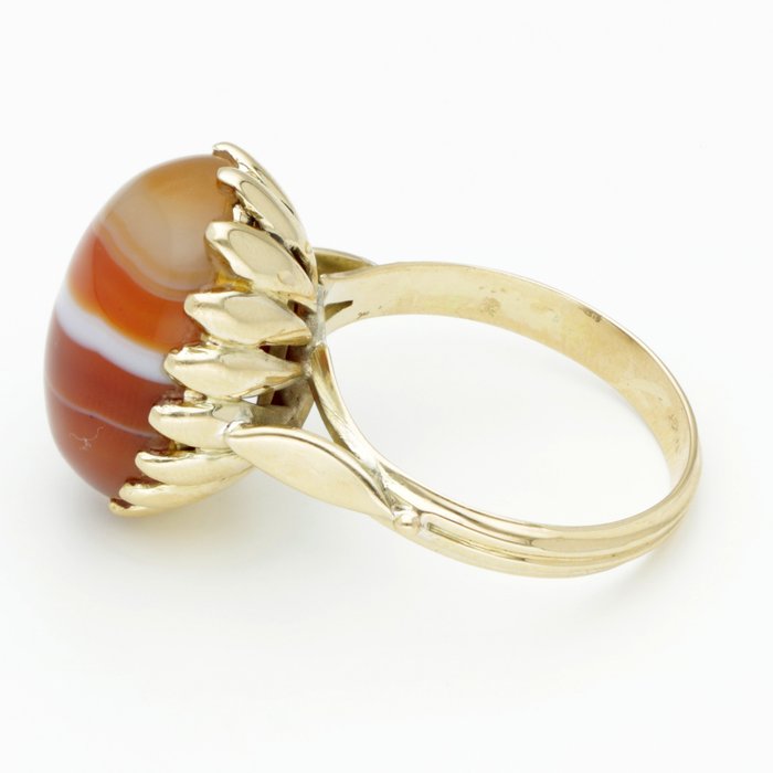 Image 3 of 14 kt. Gold - Ring - 11.18 ct. Agate