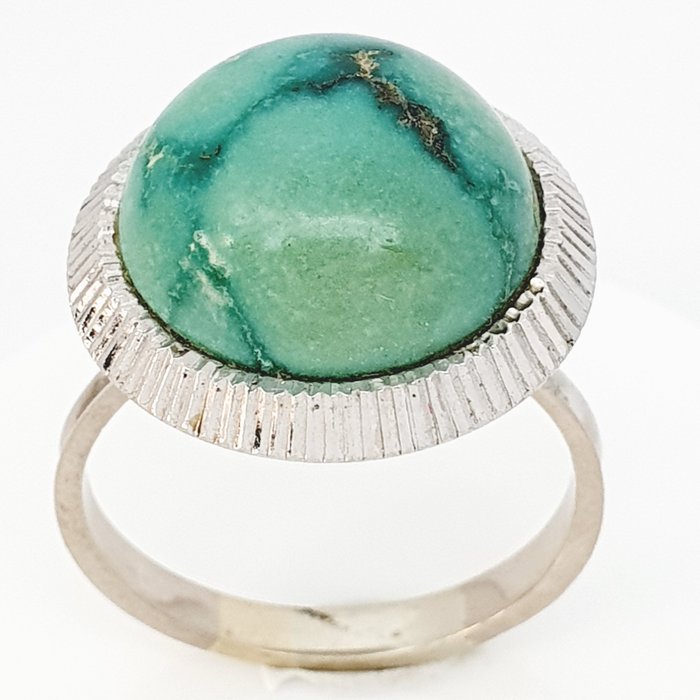 18 carats Or blanc - Bague - 8.00 ct Turquoise
