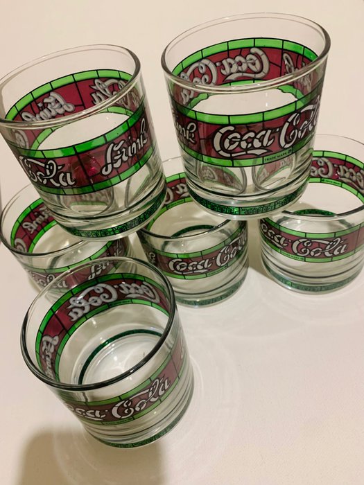 Coca-Cola Company '70 - bicchieri in rilievo (6) - Vetro - Catawiki
