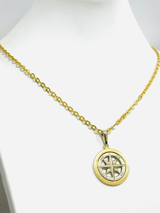 Image 3 of 18 kt. White gold, Yellow gold - Necklace with pendant