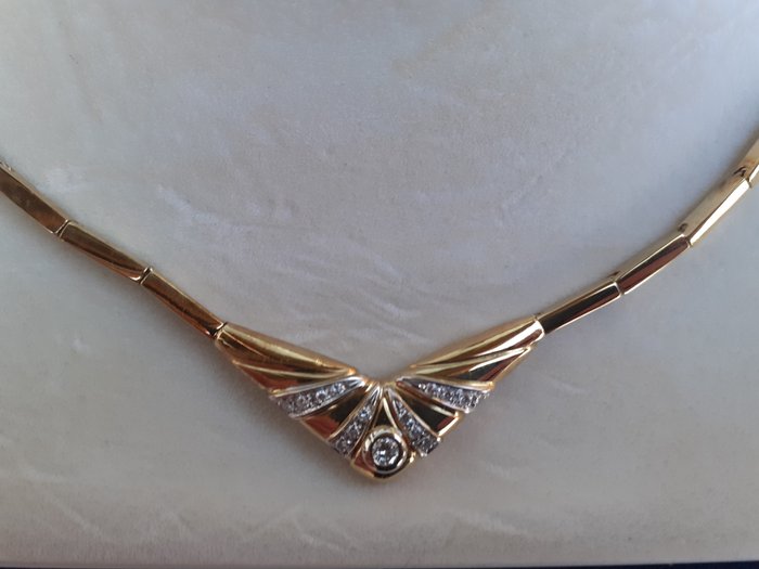 Preview of the first image of 18 kt. Gold - Necklace - 0.10 ct Diamond - Diamonds.