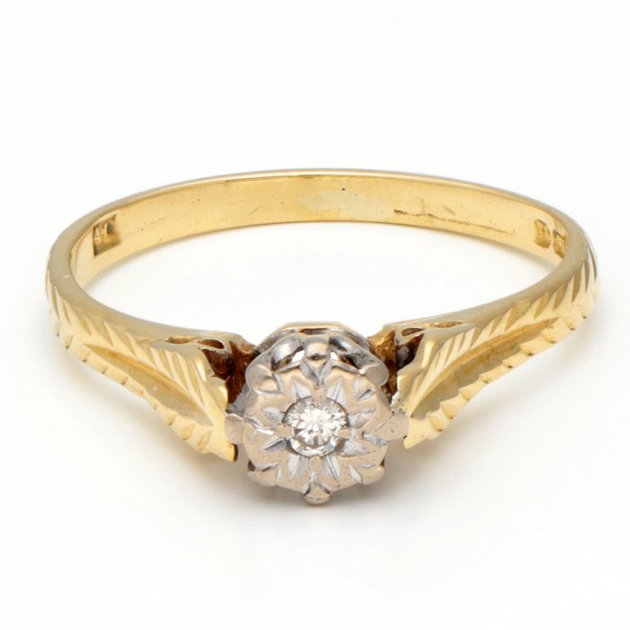 Image 2 of No Reserve - 18 kt. Bicolour, Gold - Ring - 0.02 ct Diamond