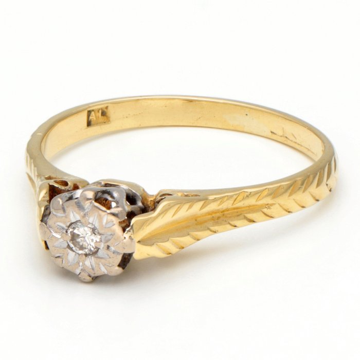 Preview of the first image of No Reserve - 18 kt. Bicolour, Gold - Ring - 0.02 ct Diamond.