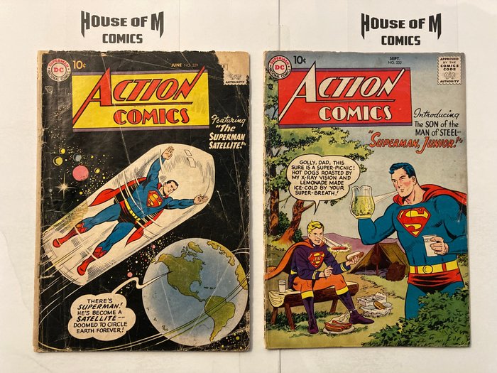 Preview of the first image of Action Comics # 229 & 232 starring Superman. Very Early Silver Age Gems! Over 65 Years Old! - appea.