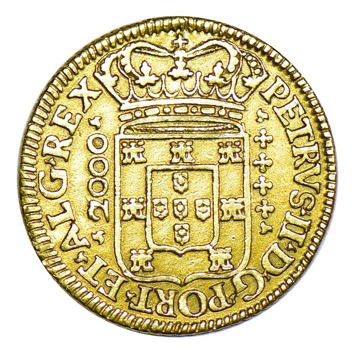 葡萄牙. D.佩德罗二世 （1683-1706）. Meia Moeda (2.400 Reis) 1692 sobre 82 - Lisboa - Escassa