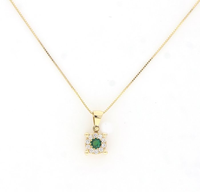 Image 3 of '' No Reserve Price '' - 18 kt. Yellow gold - Necklace with pendant - 0.10 ct Tourmaline - Diamonds