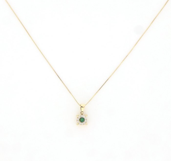 Image 2 of '' No Reserve Price '' - 18 kt. Yellow gold - Necklace with pendant - 0.10 ct Tourmaline - Diamonds