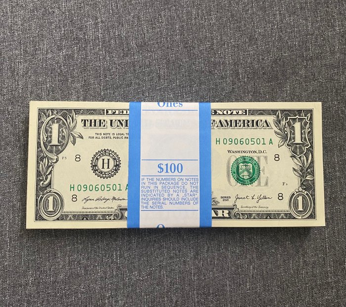 Stati Uniti. - 100 x 1 Dollars 2021  - original bundle