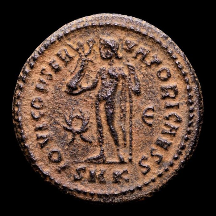 Romarriket. Crispus (AD 317-326). Follis Cyzicus mint, Struck A.D. 317-320. IOVI CONSERVATORI CAESS, Jupiter standing facing, head left,  (Ingen mindstepris)