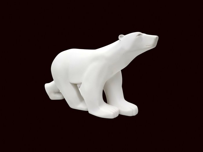 Figurine - Pompon white polar bear - Resin/ Polyester