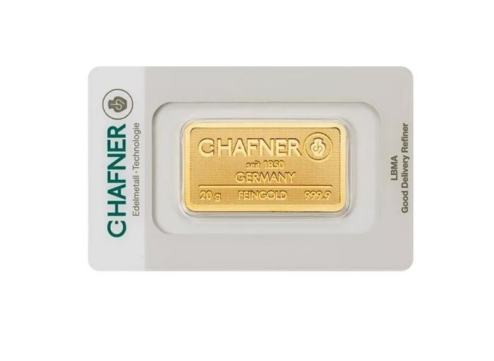 20 Gramm - Gold .999 - C. Hafner - Deutschland - Goldbarren im Blister CertiCard mit Zertifikat - Versiegelt und mit Zertifikat
