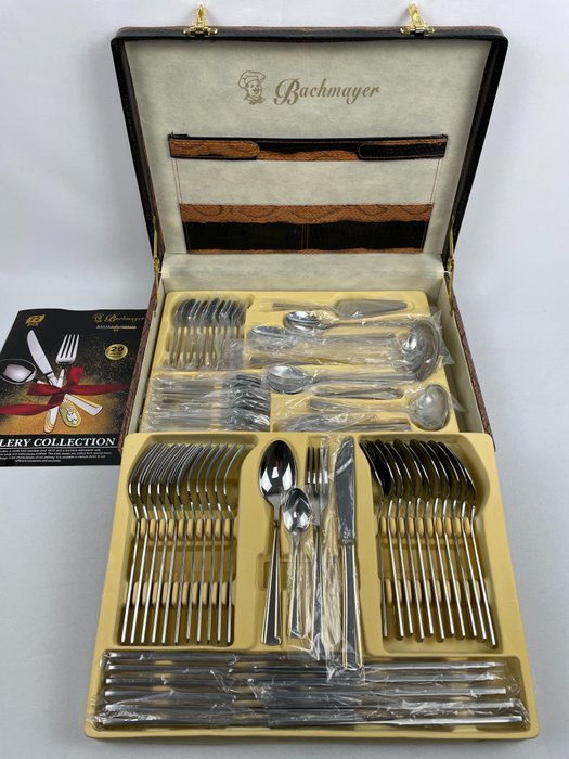 gold cutlery - Solingen / Germany - Factory: 'Bachmayer' - 24k gold plated decor - 12 people / 72 - Bestik sæt - ny og ubrugt stand - original emballage