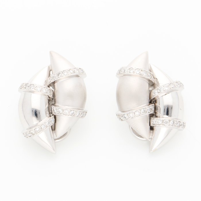 Earrings White gold -  0.33 tw. Diamond  (Natural) 