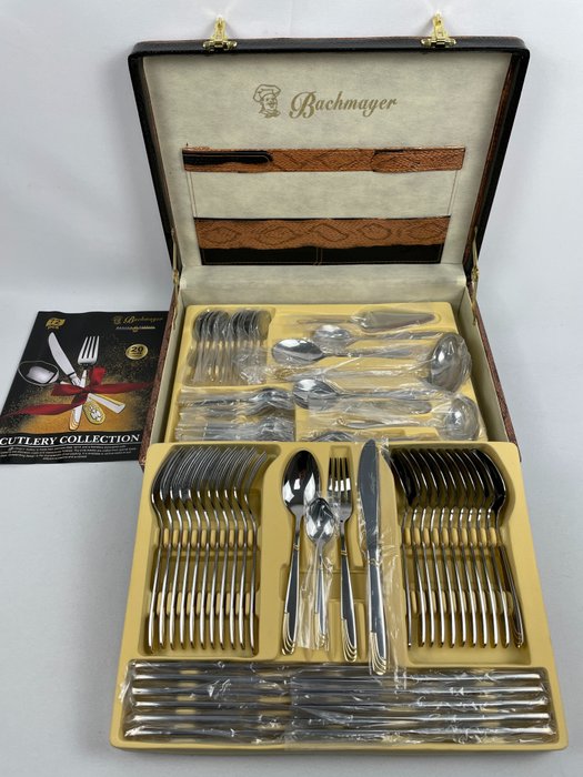 Solingen / Germany - Factory: 'Bachmayer' - Cutlery set 12 people / 72 pieces - OVP - 12件餐具套裝 - 鋼（不銹鋼）, 鍍金