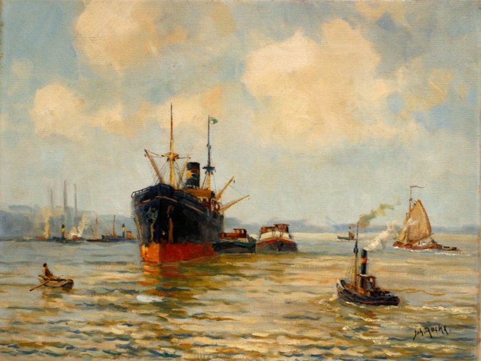 Johan Rockx (1892-1965) - Rijnhaven drukte