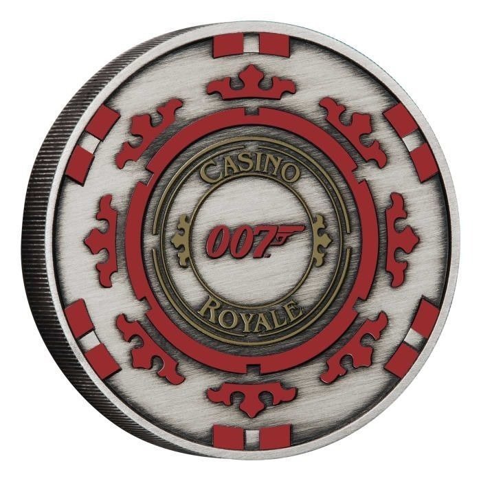 图瓦卢. 1 Dollar 2023 James Bond 007™ - Casino Royale Casino Chip, 1 Oz (.999)