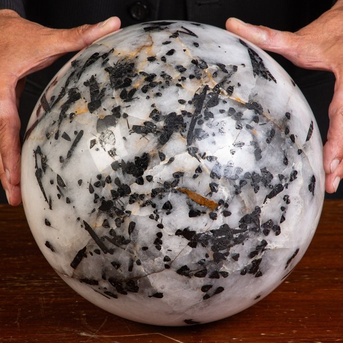 Extremely Rare - Museum Item - Tourmalined Quartz Sphere - Altezza: 257 mm - Larghezza: 257 mm- 23.3 kg