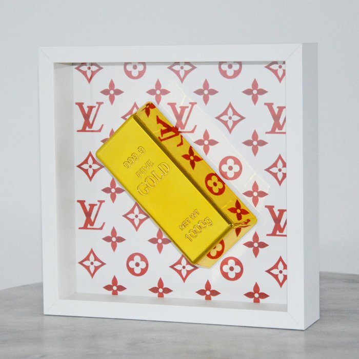 nLm - Gold bar on Louis Vuitton Style Red/White