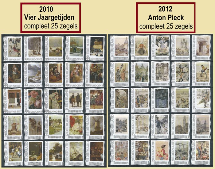 Pays-Bas 2010/2012 - Série complète de timbres personnels : "Les Quatre Saisons" et "Anton Pieck"