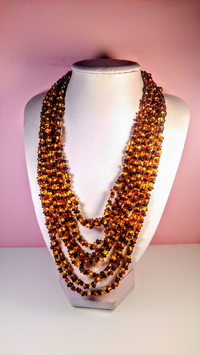 Baltic amber - extra long 2x Strands - Amber - 200 cm - 0.5 cm  (No Reserve Price)