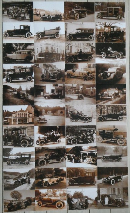 Peugeot, Citroën, Brasier, Rosengart, Roland Pilain (etc...) en 40 photos mosaïque - 1905 à 1945