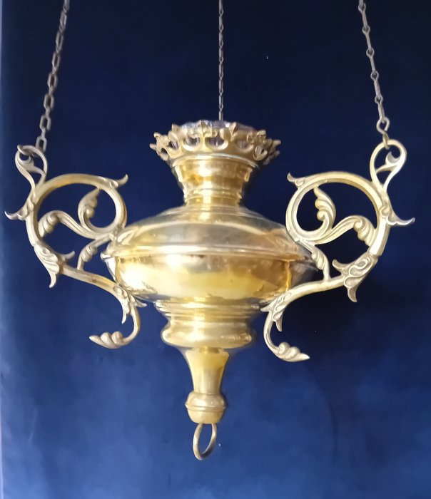 Szentély lámpa - Bronz (aranyozott/ezüstözött/patinált/hidegen festett), Réz, Üveg
