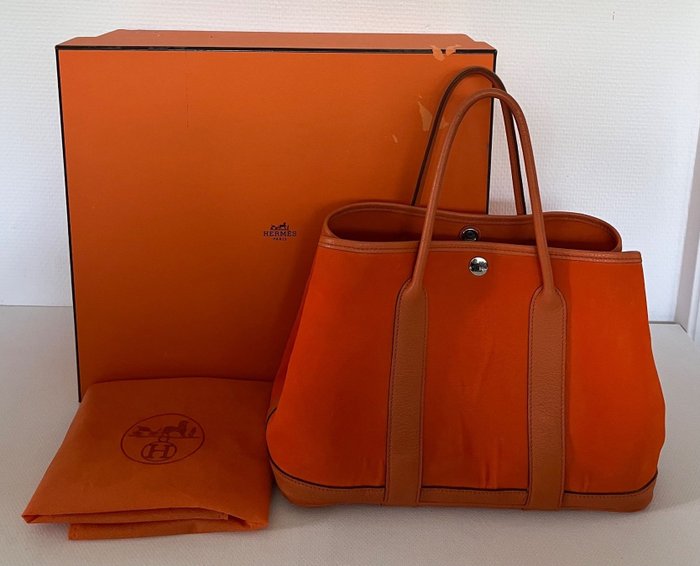 Hermes Garden Party Bag Canvas In Orange