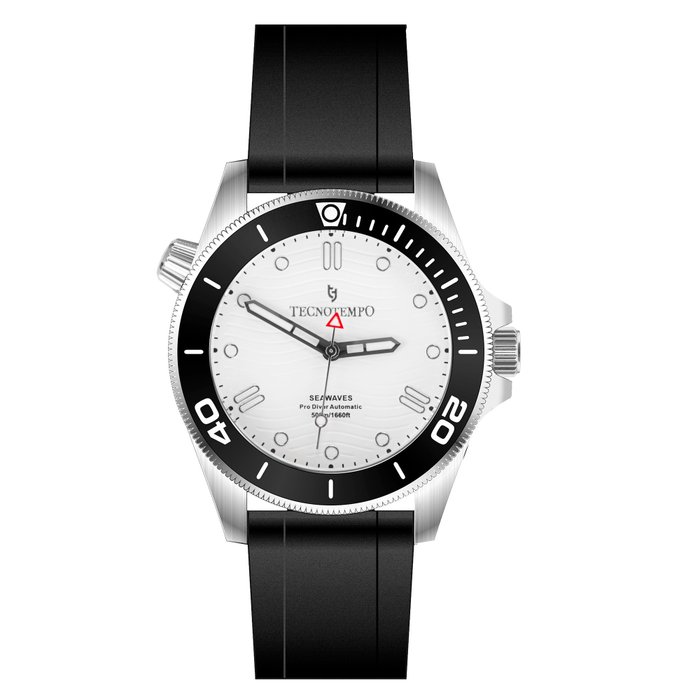 Tecnotempo® - Pro Diver Automatic 500M WR - "SEAWAVES" Limited Edition - TT.500.SWRW (White/Rubber Strap) - Homme - 2023