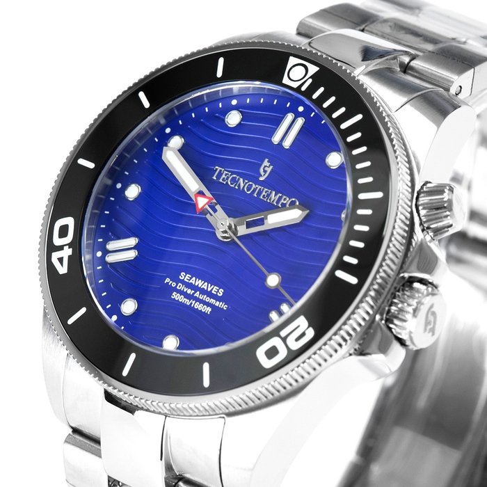Tecnotempo® - Pro Diver Automatic 500M WR - "SEAWAVES" Limited Edition - TT.500A.SWRBL - Homem - 2011-presente