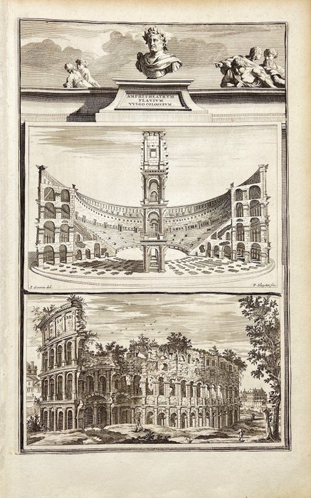 Jan Goeree (1670-1731) - Architectural Engraving - Reconstruction of the Colosseum