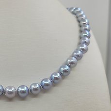 7.5x8mm Silvery Akoya Pearls – 14 karaat Witgoud – Halsketting
