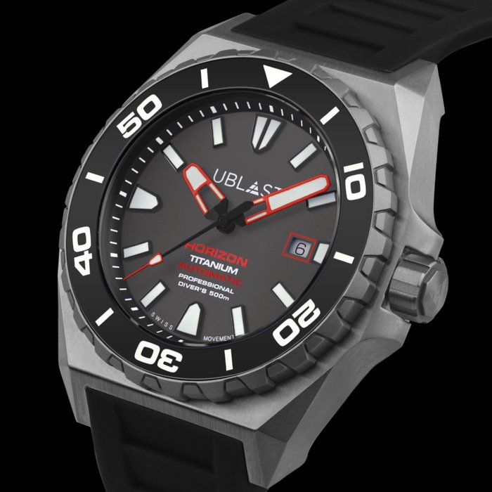 Ublast® - Horizon Titanium - Professional Diver 500M - REF.UBHO45BK - Men - New