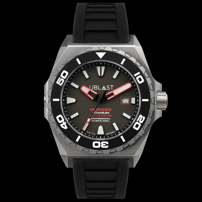 Ublast® - Horizon Titanium - Professional Diver 500M - REF.UBHO45BK - Homem - Novo
