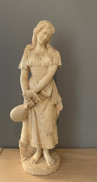 Skulptur, joueuse de mandoline - 65 cm - Alabaster