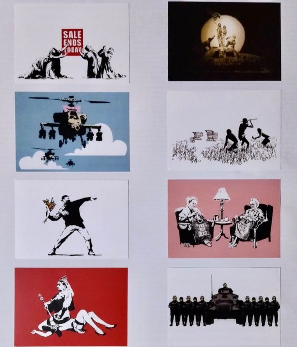 Banksy – Rohöle – „Barely Legal“-Set mit 8 Postkarten – Los Angeles - 2006